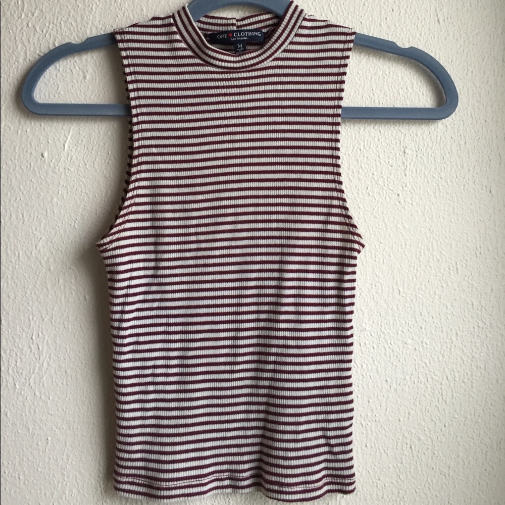 Tight Maroon Striped Cropped Tank